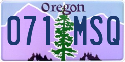 OR license plate 071MSQ
