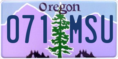 OR license plate 071MSU
