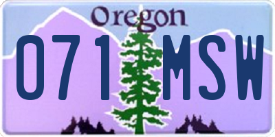 OR license plate 071MSW