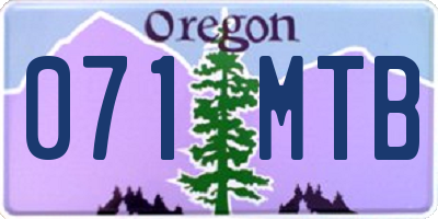 OR license plate 071MTB