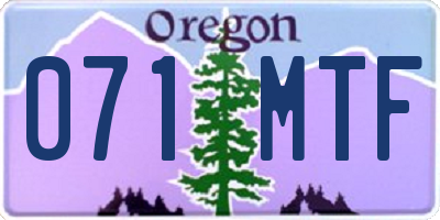 OR license plate 071MTF