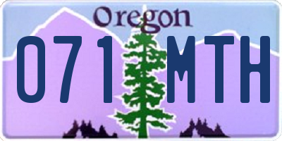 OR license plate 071MTH
