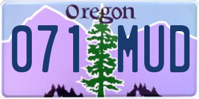 OR license plate 071MUD