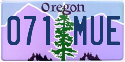 OR license plate 071MUE