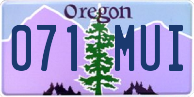 OR license plate 071MUI