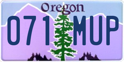 OR license plate 071MUP