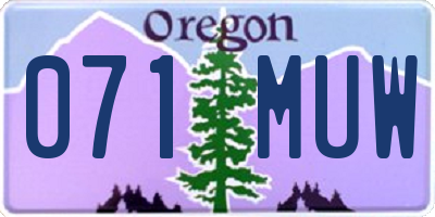 OR license plate 071MUW