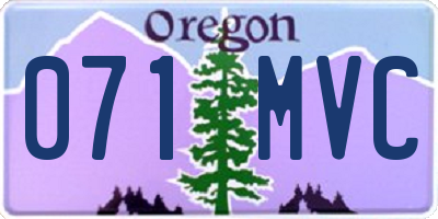 OR license plate 071MVC