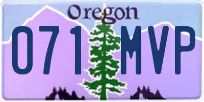 OR license plate 071MVP
