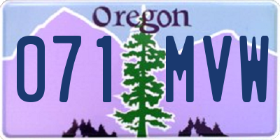 OR license plate 071MVW