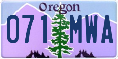 OR license plate 071MWA