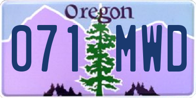 OR license plate 071MWD