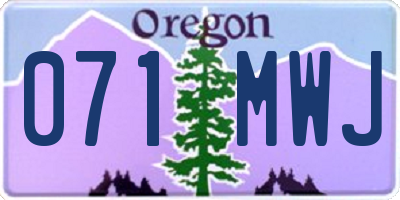 OR license plate 071MWJ