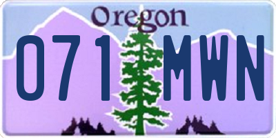 OR license plate 071MWN