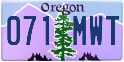 OR license plate 071MWT
