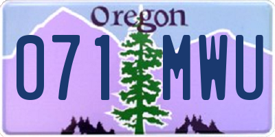 OR license plate 071MWU