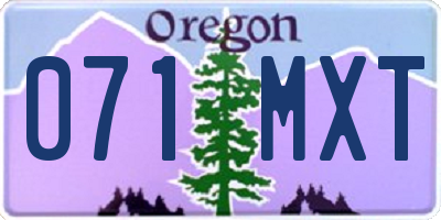 OR license plate 071MXT