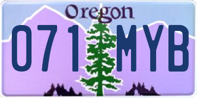 OR license plate 071MYB