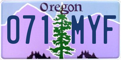 OR license plate 071MYF