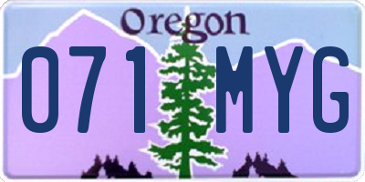 OR license plate 071MYG