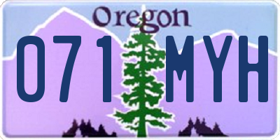OR license plate 071MYH