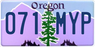 OR license plate 071MYP