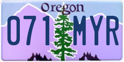 OR license plate 071MYR