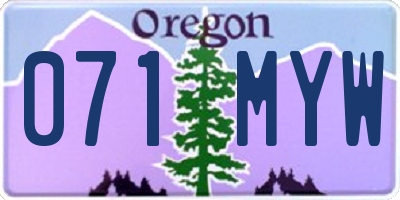 OR license plate 071MYW