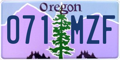 OR license plate 071MZF
