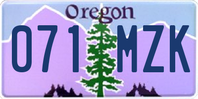 OR license plate 071MZK