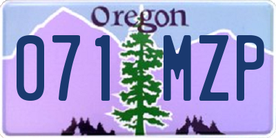 OR license plate 071MZP