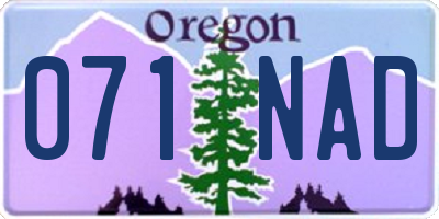 OR license plate 071NAD