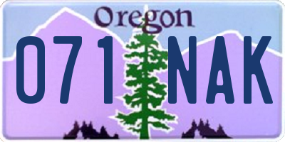 OR license plate 071NAK