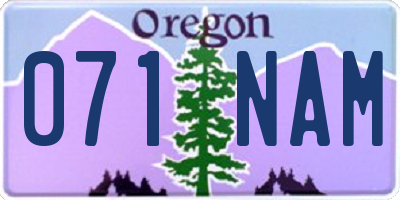 OR license plate 071NAM