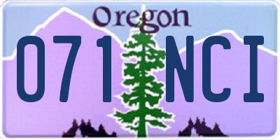 OR license plate 071NCI