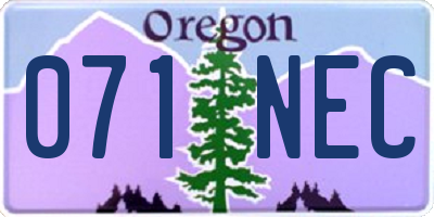 OR license plate 071NEC