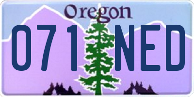 OR license plate 071NED
