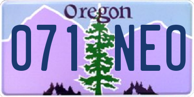 OR license plate 071NEO