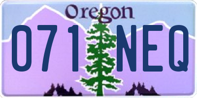 OR license plate 071NEQ