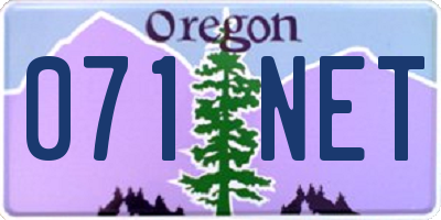 OR license plate 071NET