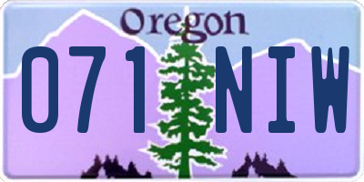 OR license plate 071NIW