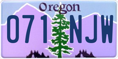 OR license plate 071NJW