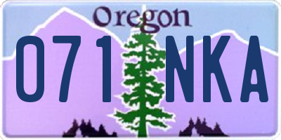 OR license plate 071NKA