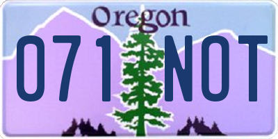 OR license plate 071NOT