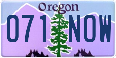 OR license plate 071NOW