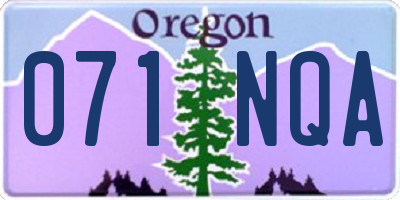 OR license plate 071NQA