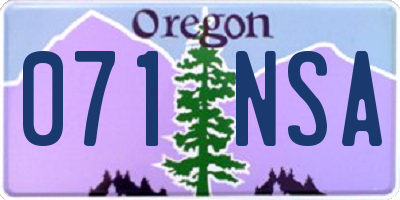 OR license plate 071NSA