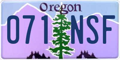 OR license plate 071NSF