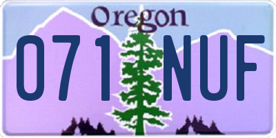 OR license plate 071NUF