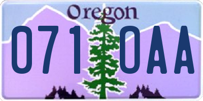 OR license plate 071OAA